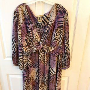 Purple and Brown Animal Print knit Dress by Lee Lee's Valise in Plus size 3.